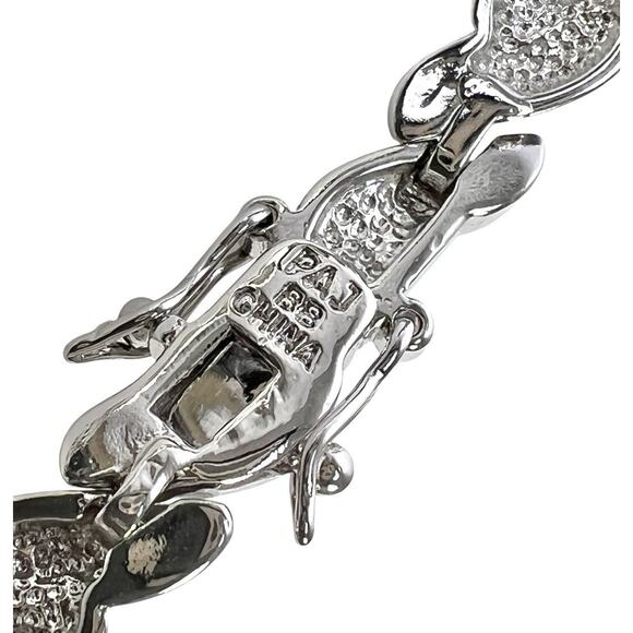 Silver Tone Bracelet PAJ BB China Textured Metal Shiny Smooth Links 8 Inch - Picture 5 of 12